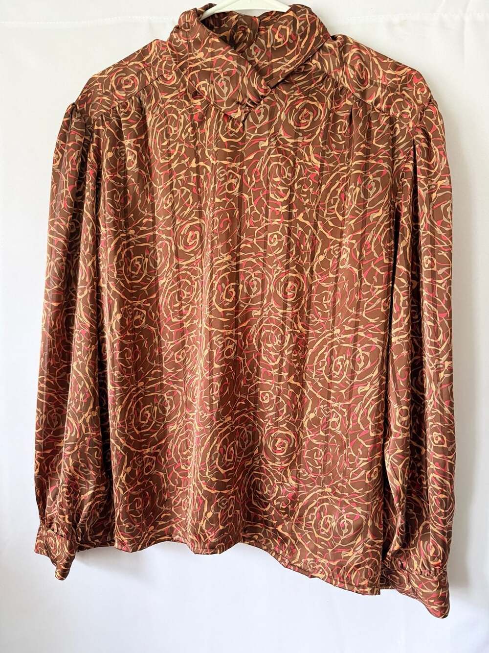 Laura and Jayne Vintage Floral Print Long Sleeve Mock Neck Blouse Sz 16